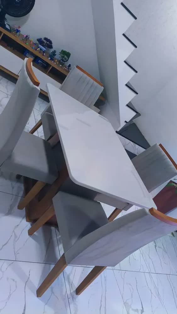 foto de Mesa De Jantar 120x80,7cm Tampo Com Vidro 4 Cadeiras Fg