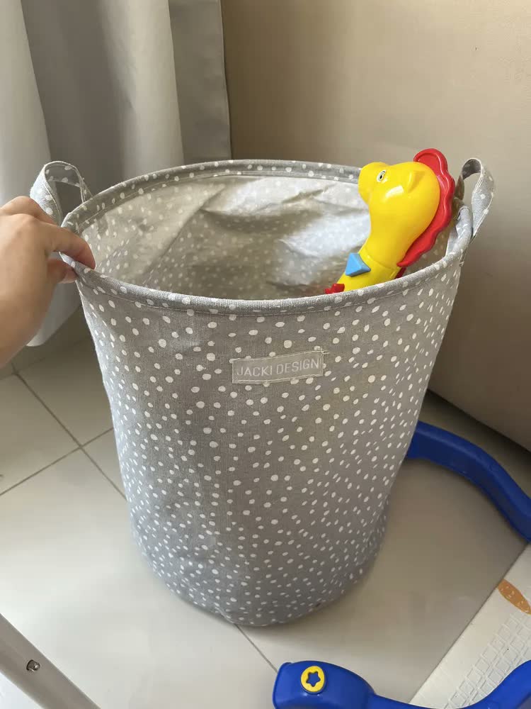 foto de Cesto Organizador Brinquedo Roupa Suja Dobrável Jacki Design Cor Azul