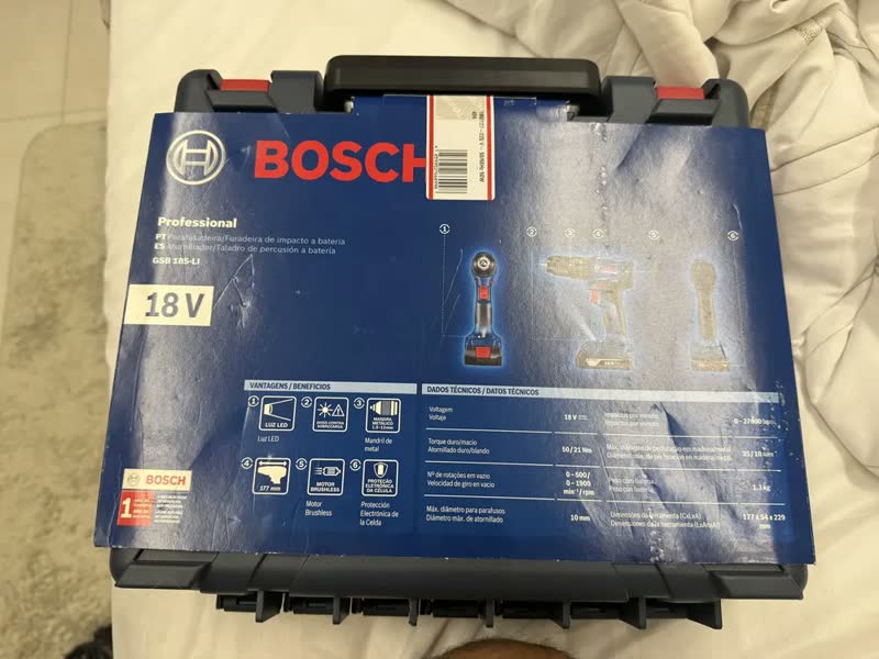 foto de Parafusadeira E Furadeira De Impacto Brushless 18v Gsb 185-li Bosch Com Maleta Azul