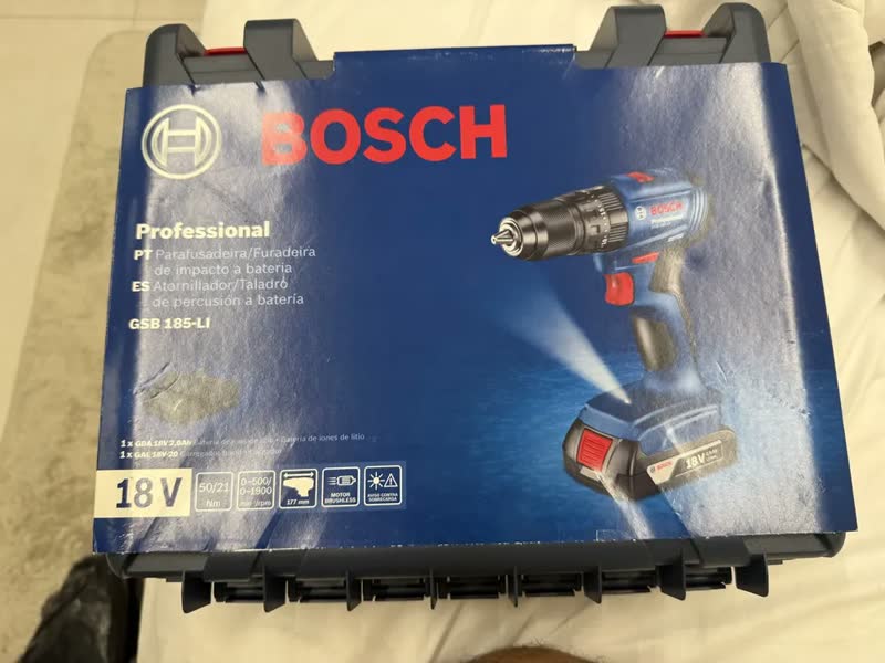foto de Parafusadeira E Furadeira De Impacto Brushless 18v Gsb 185-li Bosch Com Maleta Azul