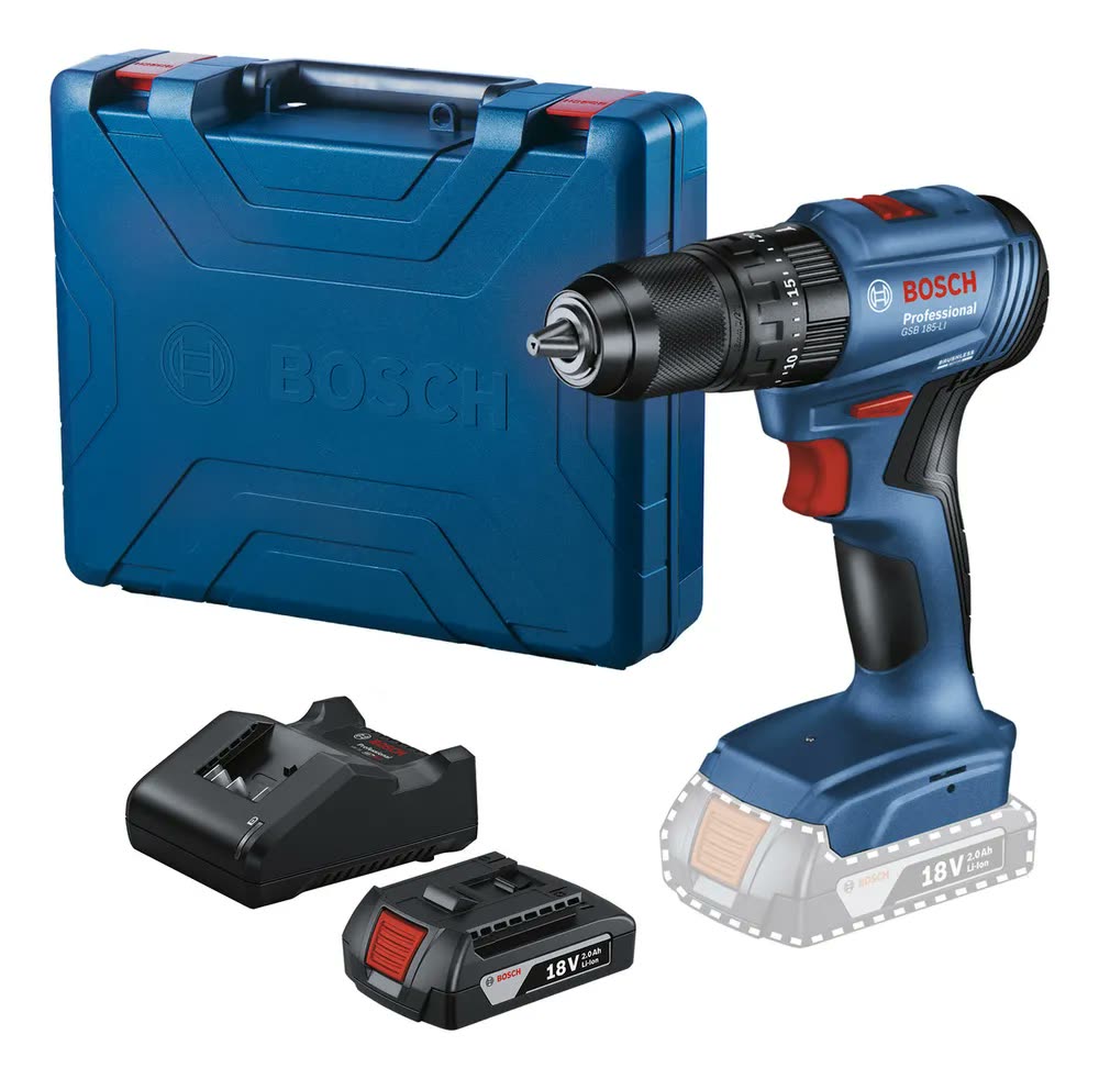 Parafusadeira E Furadeira De Impacto Brushless 18v Gsb 185-li Bosch Com Maleta Azul