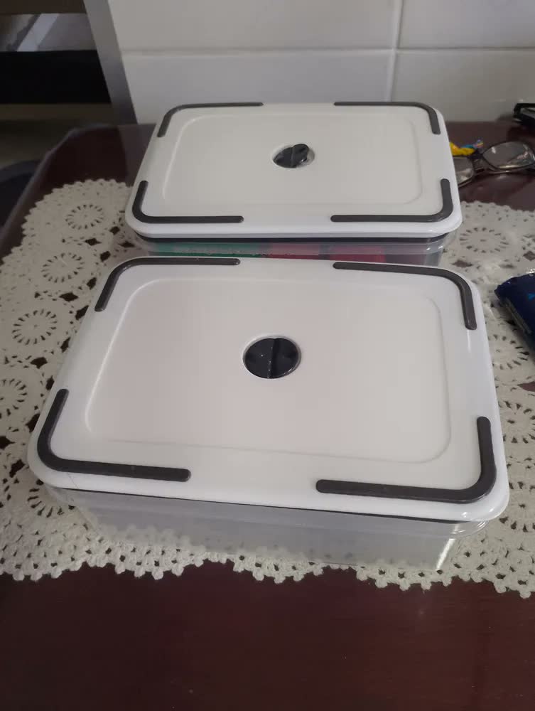 foto de Kit 5 Potes Herméticos Com Tampas De Vedação Para Frezzer E Micro-ondas Retangular - Aero Home