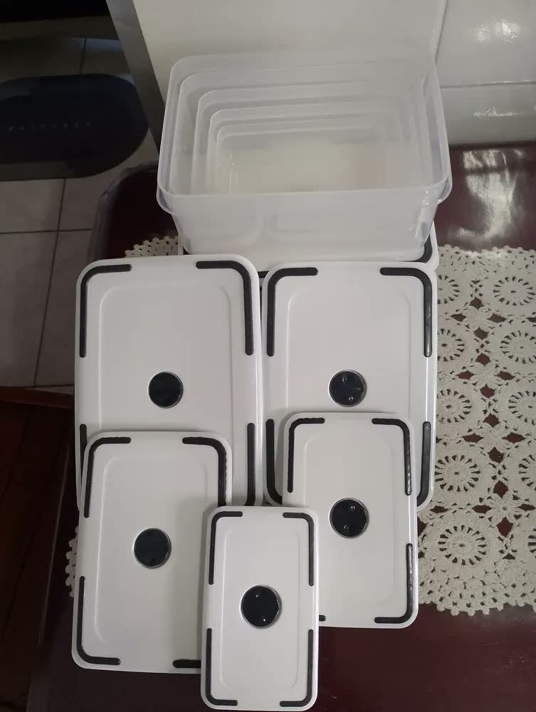 foto de Kit 5 Potes Herméticos Com Tampas De Vedação Para Frezzer E Micro-ondas Retangular - Aero Home