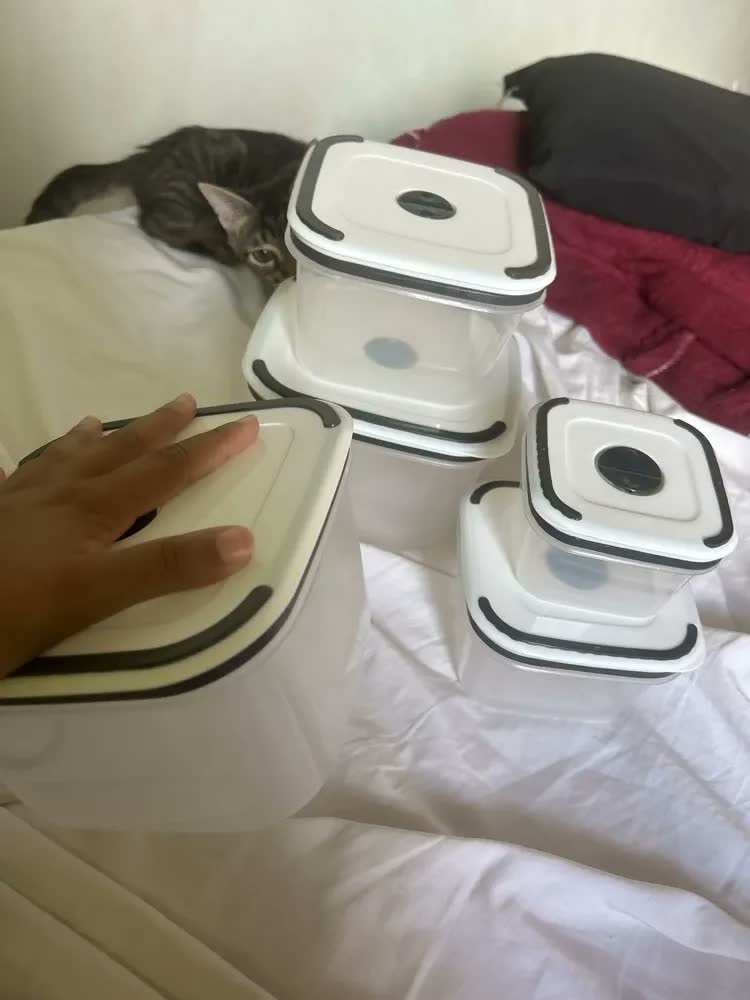 foto de Kit 5 Potes Herméticos Com Tampas De Vedação Para Frezzer E Micro-ondas Quadrado - Aero Home