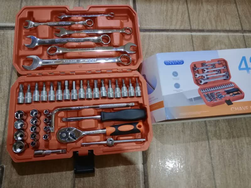 foto de Inova Cases Jogo De Soquetes 42 Peças Caixa De Ferramentas Aço Crv Chave Soquetes Sextavados Chave de Catraca Bits Fenda Phillips Allen Torx Gedore Automotivo Para Oficina Mecânica Loja Do Mecanico