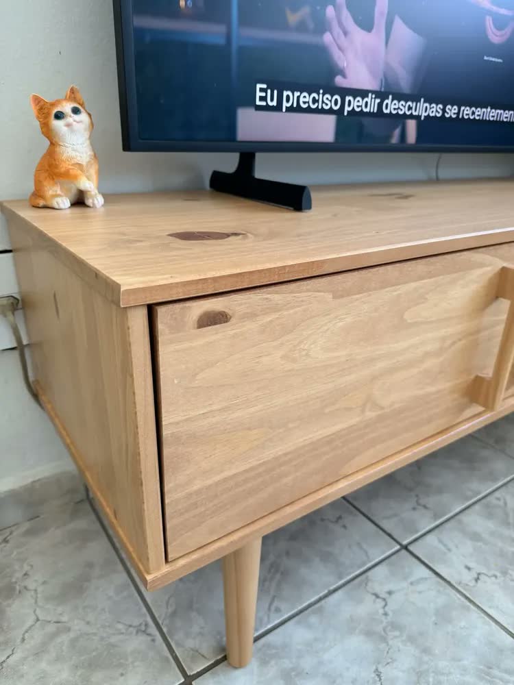 foto de Rack Tv 65 Sala 145 Cm Ripado Madeira Castanho Adamo