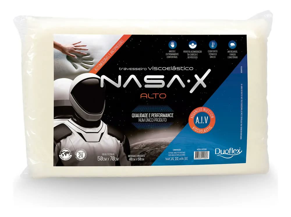 Travesseiro Nasa Alto- X - Viscoelástico 50x70cm - Duoflex