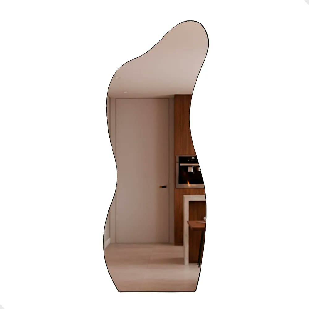 Espelho de Parede com LED Curves 170x70 cm Decorativo para Sala, Quarto e Banheiro - Moldura Minimalista, Iluminação LED Frio, Ideal para Decoração de Ambientes