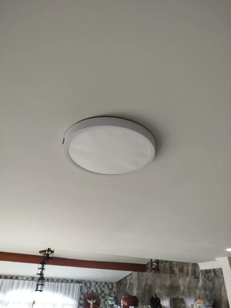 foto de Painel Plafon Sobrepor Led 25w Redondo 30x30 Slim 6500k Estrutura Metalica Branco Fria Luz Branca