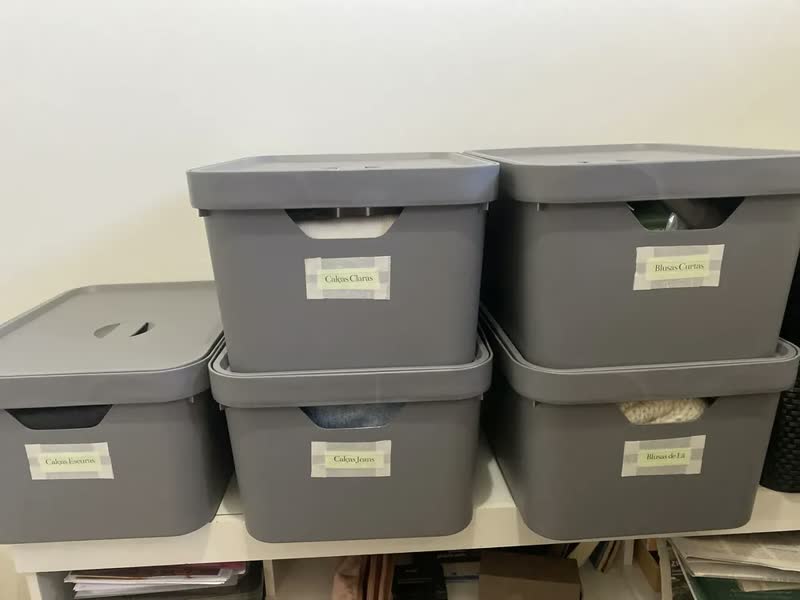 foto de 4x Caixa Plastica Multiuso 32l Organizadora Ou Cube Bege