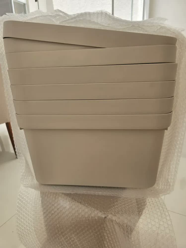 foto de 4x Caixa Plastica Multiuso 32l Organizadora Ou Cube Bege