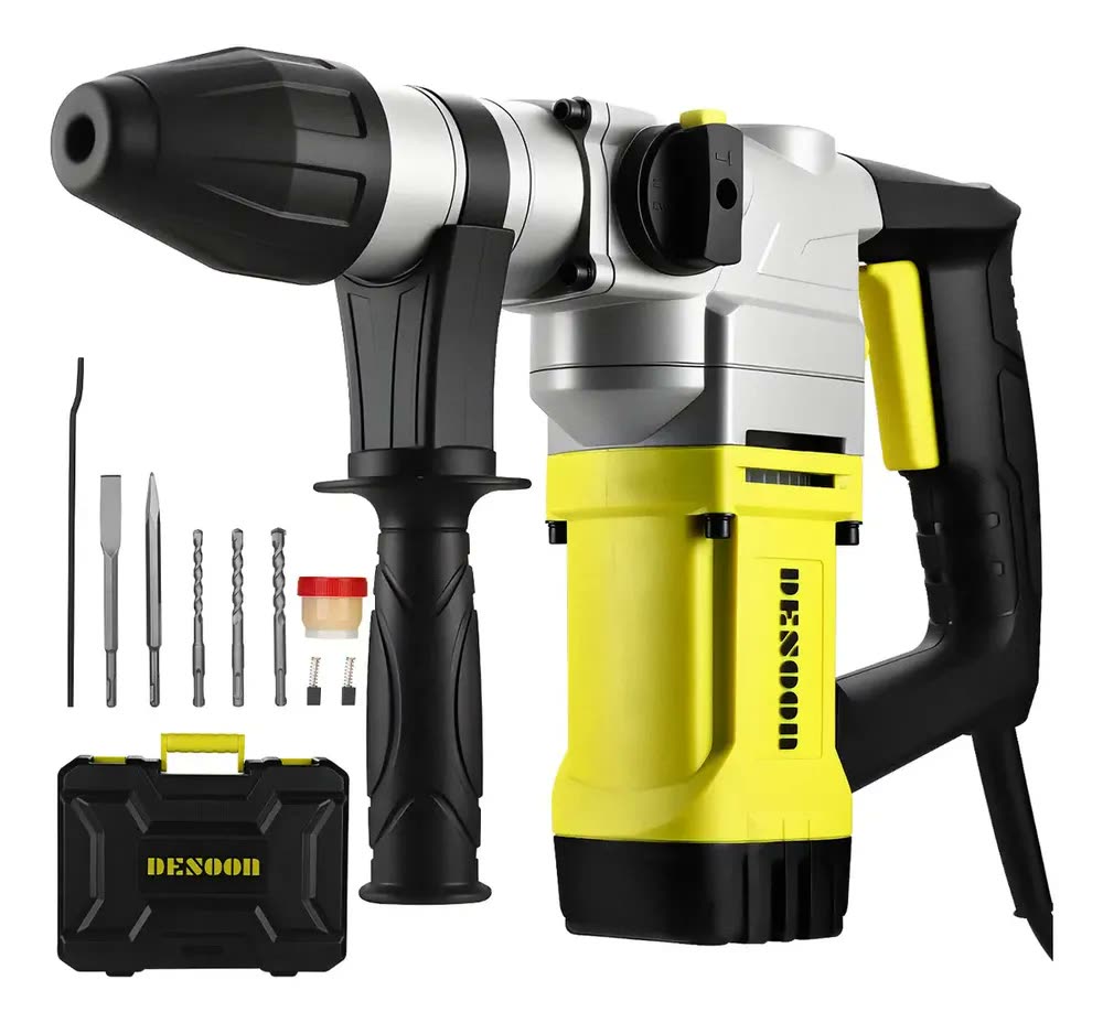 Martelete Rompedor Perfurador Elétrico 1100W Martelo Rotativo Furadeira Impacto 5J SDS Plus Com Controle de Vibração E Acessorios Desoon