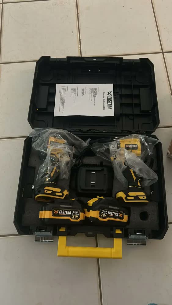 foto de Kit Furadeira Parafusadeira + Chave Impacto Profissional 21v