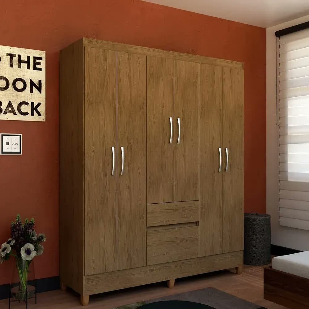 Guarda-roupa Casal New Brusque 6 Portas 2 Gavetas Bartira - Avel