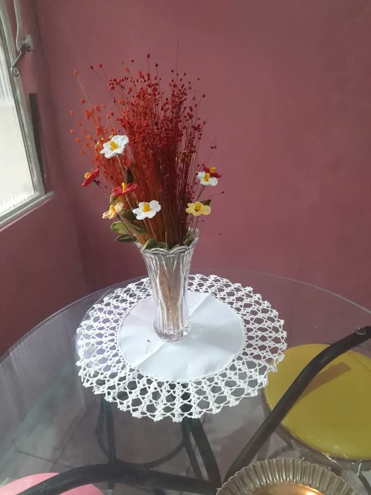 foto de Vaso De Vidro Decorativo Cristal 12x23cm Arranjo Flores Luxo