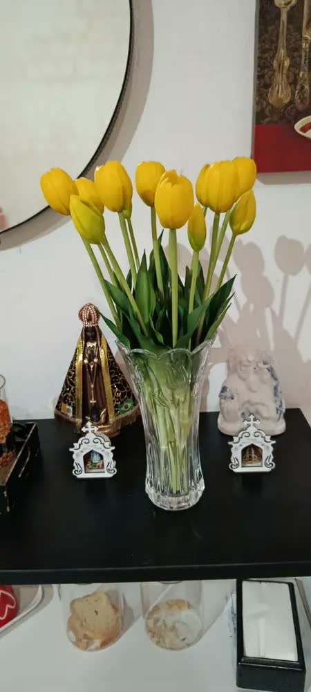 foto de Vaso De Vidro Decorativo Cristal 12x23cm Arranjo Flores Luxo