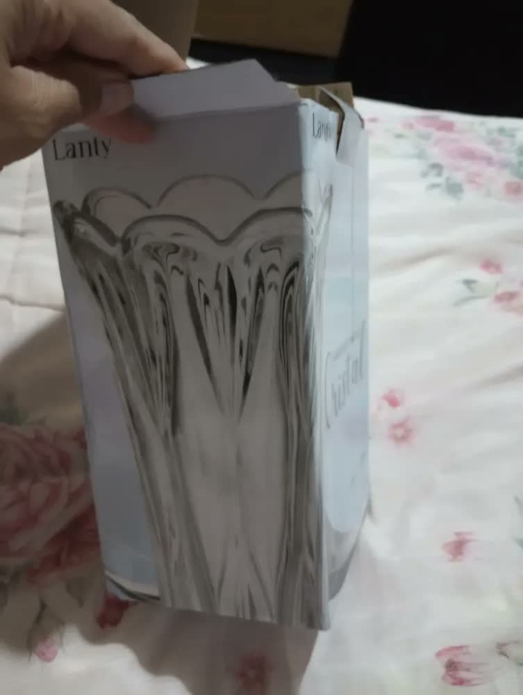 foto de Vaso De Vidro Decorativo Cristal 12x23cm Arranjo Flores Luxo