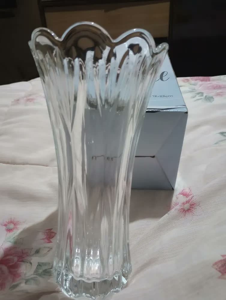 foto de Vaso De Vidro Decorativo Cristal 12x23cm Arranjo Flores Luxo