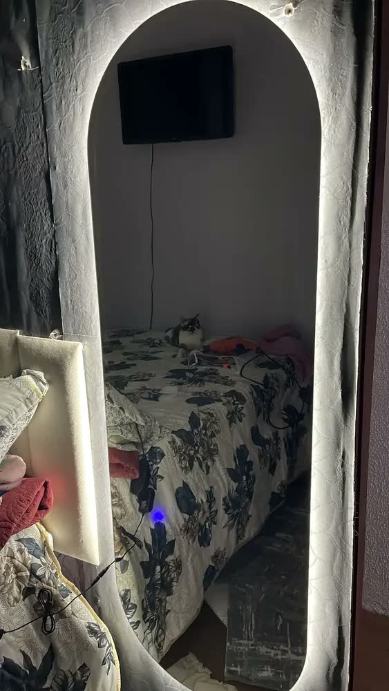 foto de Espelho de Parede com Iluminação LED Fria Pílula 50x80cm - Ideal para Sala, Quarto e Banheiro, Com Moldura Lapidado com Formato Pílula para Diversos Ambientes