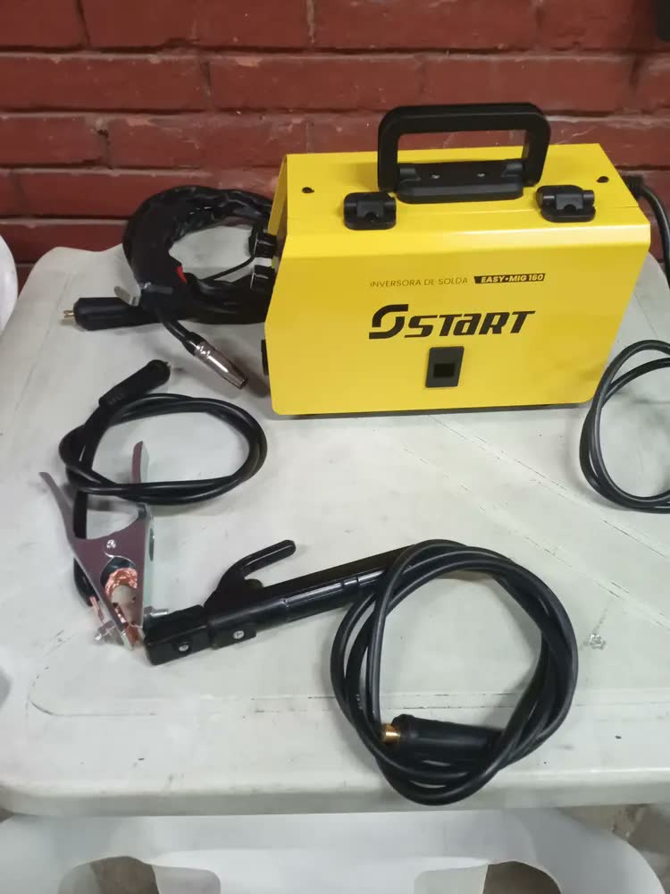 foto de Máquina Solda Inversora Mig 160a Sem Gás 3 Em 1 Tig Lift Eletrodo EasyMig Start Cor Amarelo 50 Hz/60 Hz
