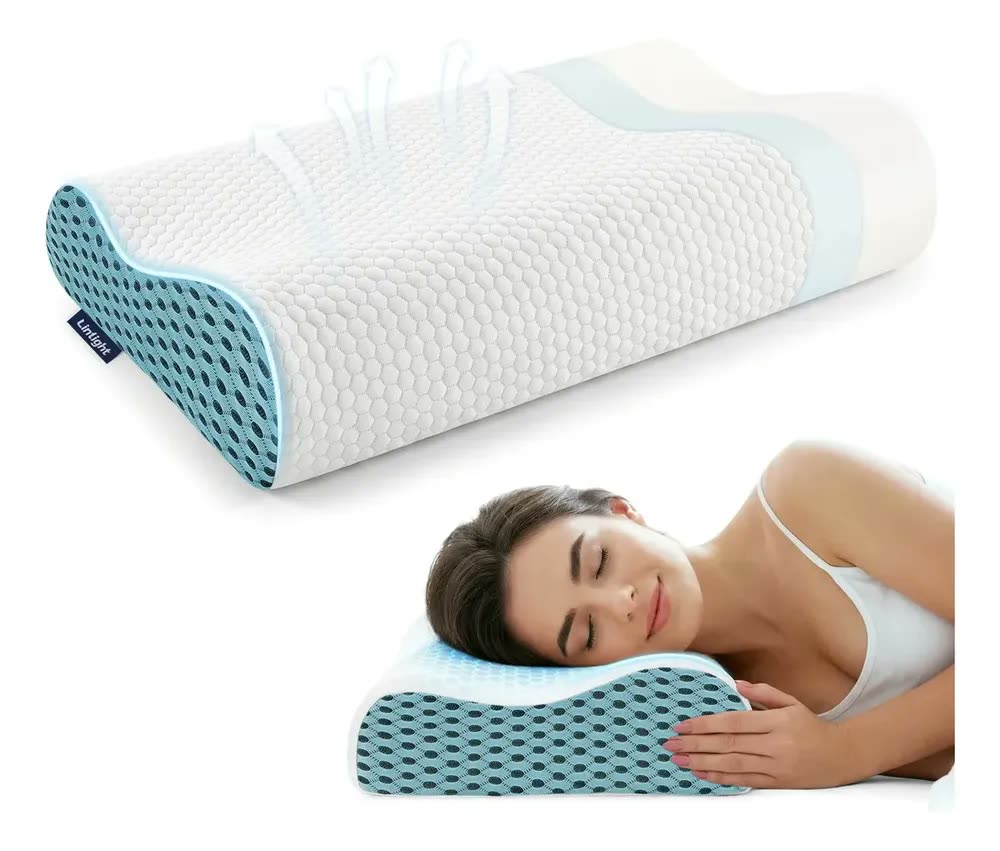 Travesseiro Ortopédico Nasa Cervical 45 Graus Coluna Alivio Dor Cor Azul