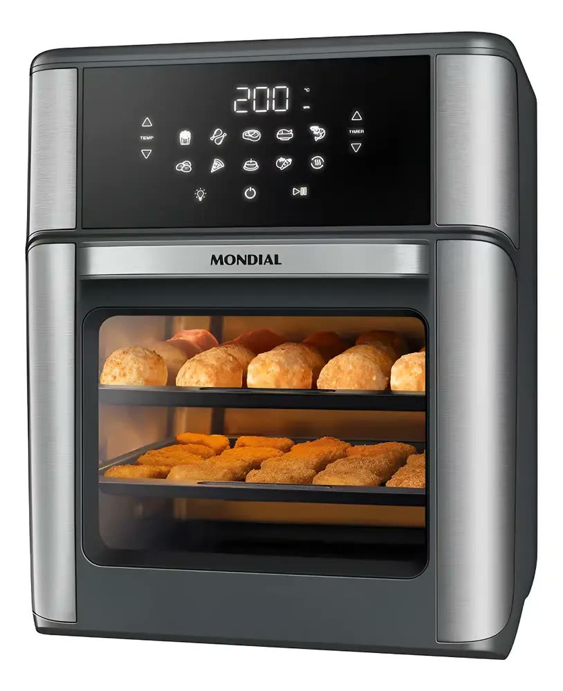Air Fryer Forno 12l Afon-12l-gi 2000w Digital Mondial - Preto E Inox