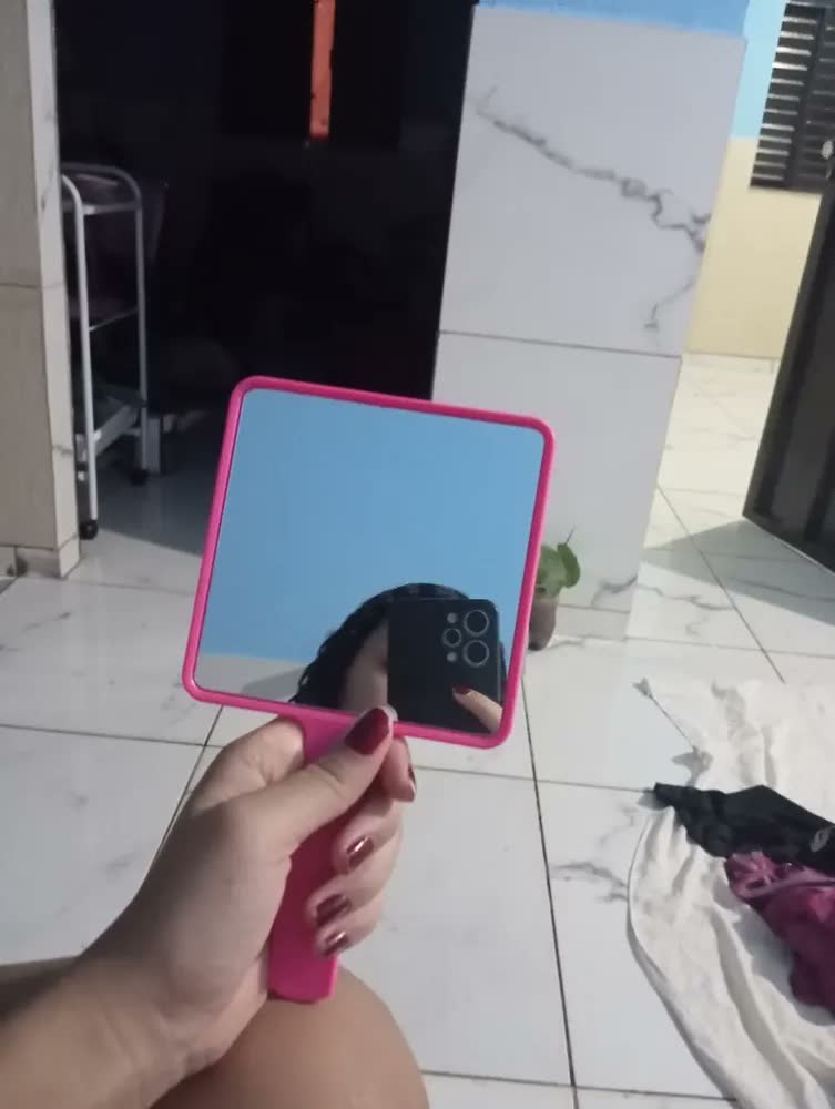 foto de Espelho Quadrado De Mão Rosa Pink Estampa Cílios Helen Color
