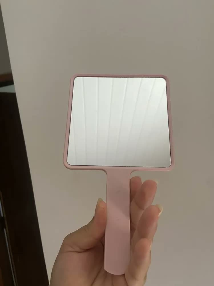 foto de Espelho Quadrado De Mão Rosa Pink Estampa Cílios Helen Color