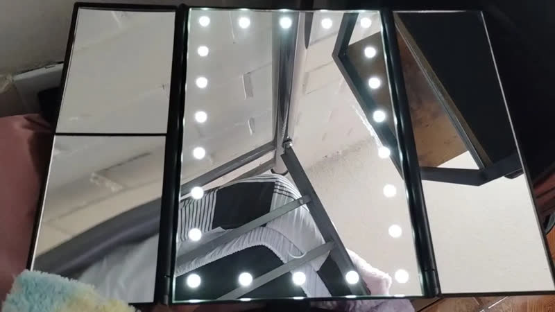 foto de Espelho de Maquiagem Meiso Retangular com Luz LED e Aumento 10x para Mesa