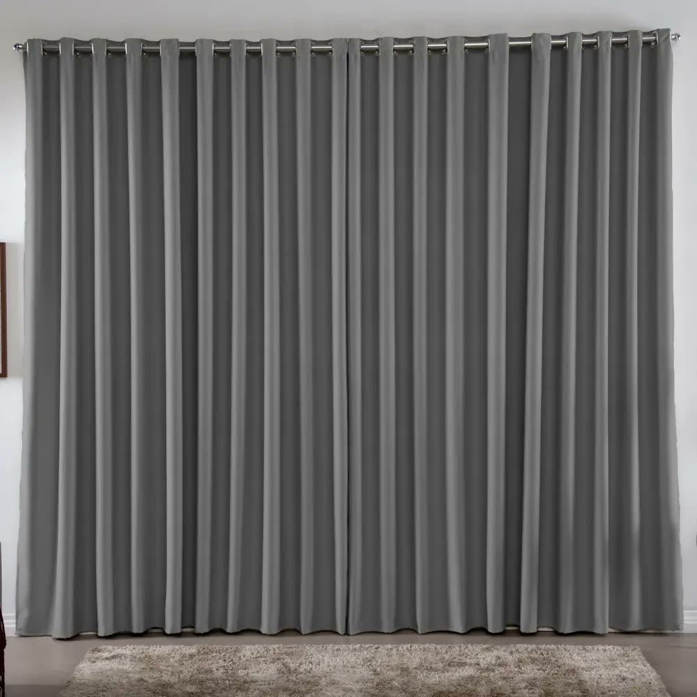 foto de Cortina 4,00x2,50 Metros Blackout Blecaute Cinza Corta Luz Em Tecido Grosso Para Quarto E Sala Casa Laura Enxovais