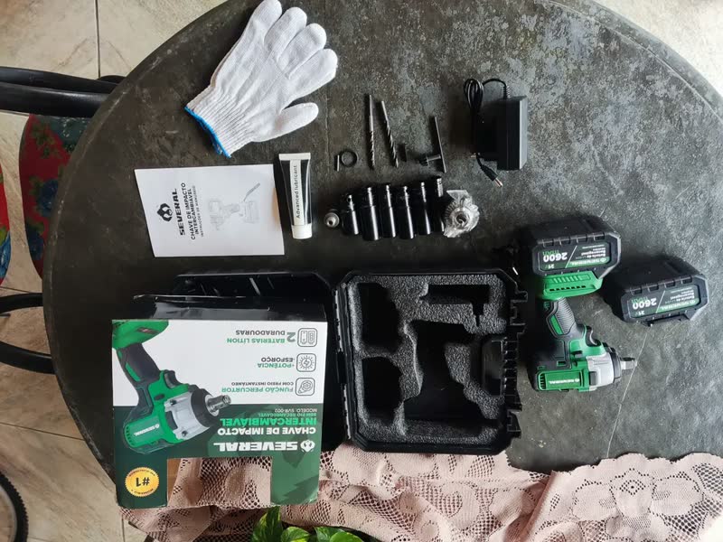 foto de Chave De Impacto Furadeira Parafusadeira Several Importados Recarregável 48v Azul 2000mah