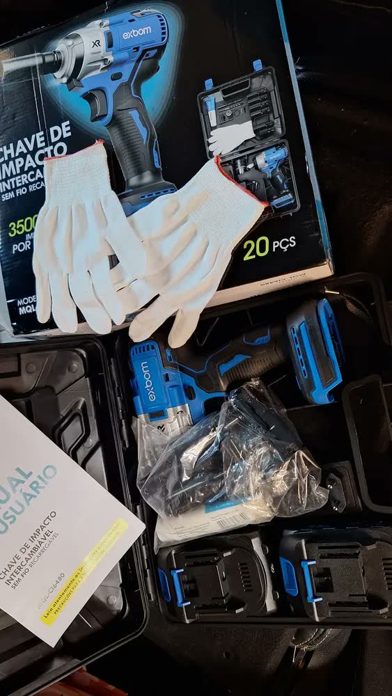 foto de Chave De Impacto Furadeira Parafusadeira Several Importados Recarregável 48v Azul 2000mah