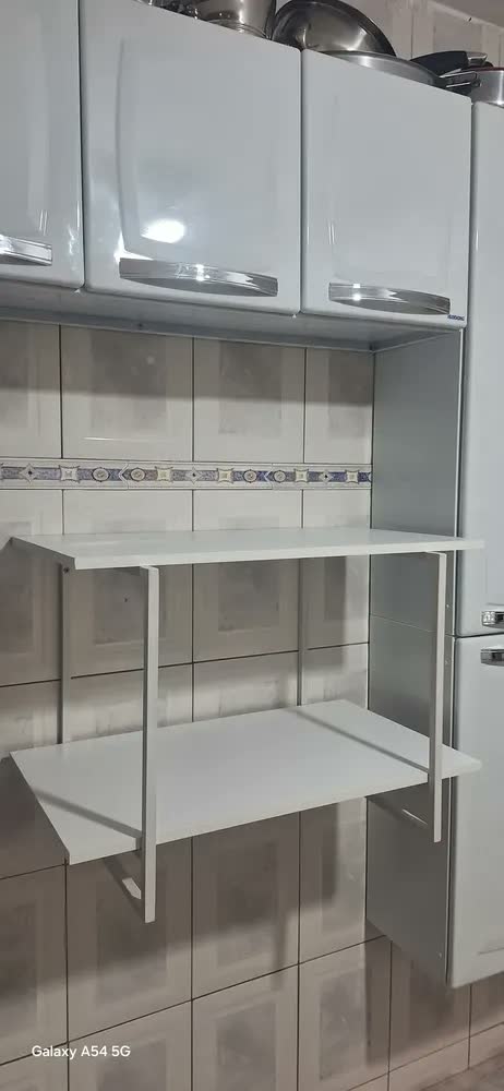 foto de Prateleira Metal Industrial Suporte Para Microondas 60x30cm Carvalho