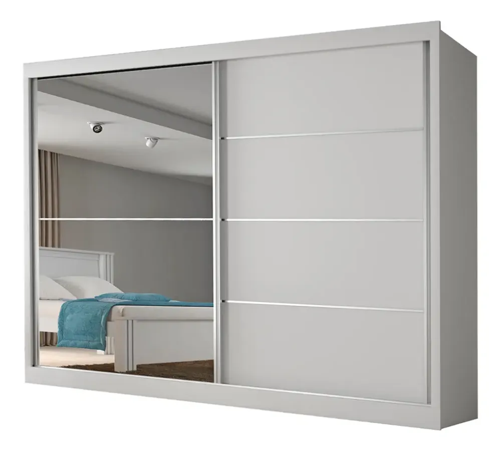 foto de Guarda Roupas Casal 2 Portas Com Espelho 4 Gavetas Áustria Branco