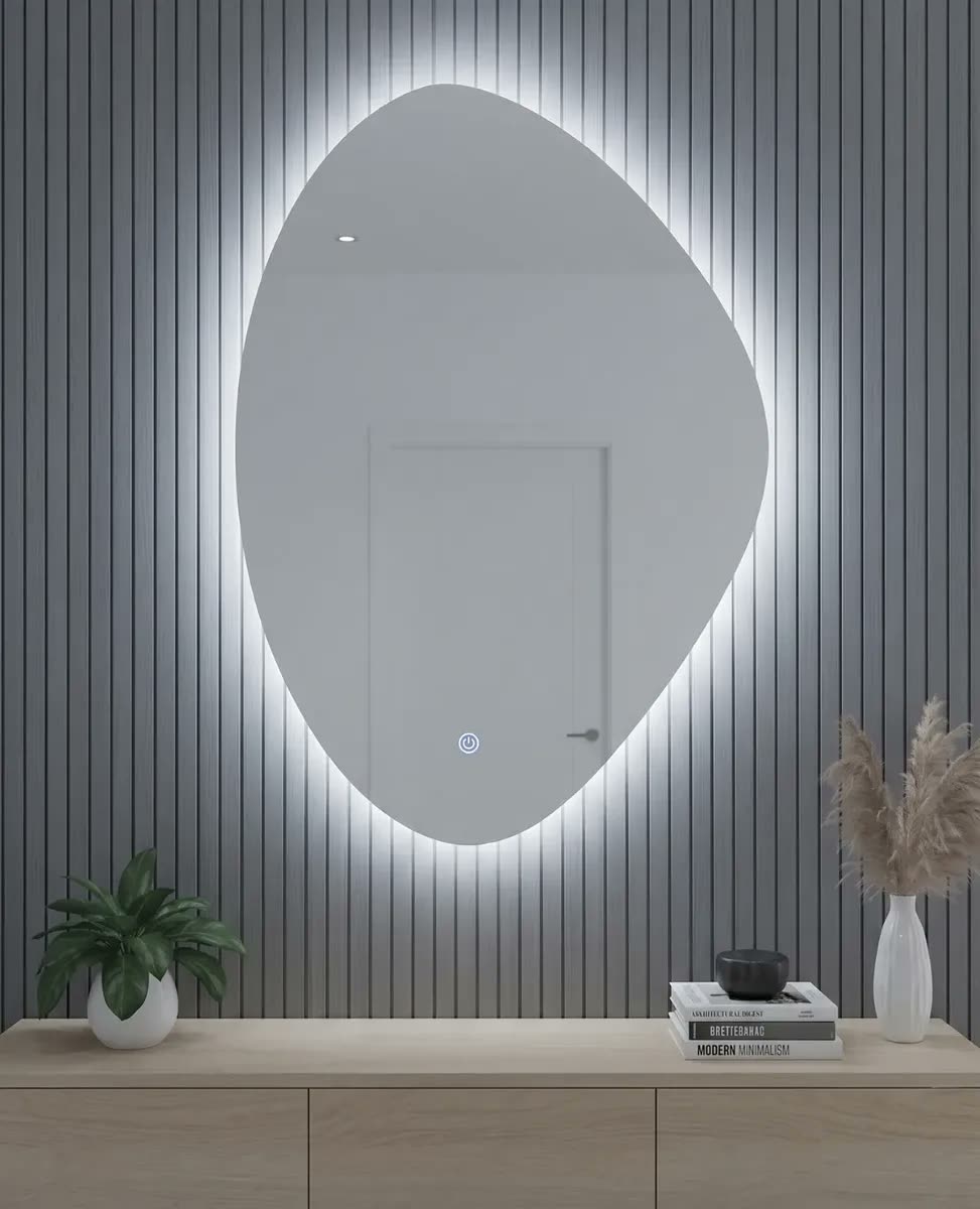 Espelho Orgânico Lapidado Iluminação Led Touch 60x40cm
