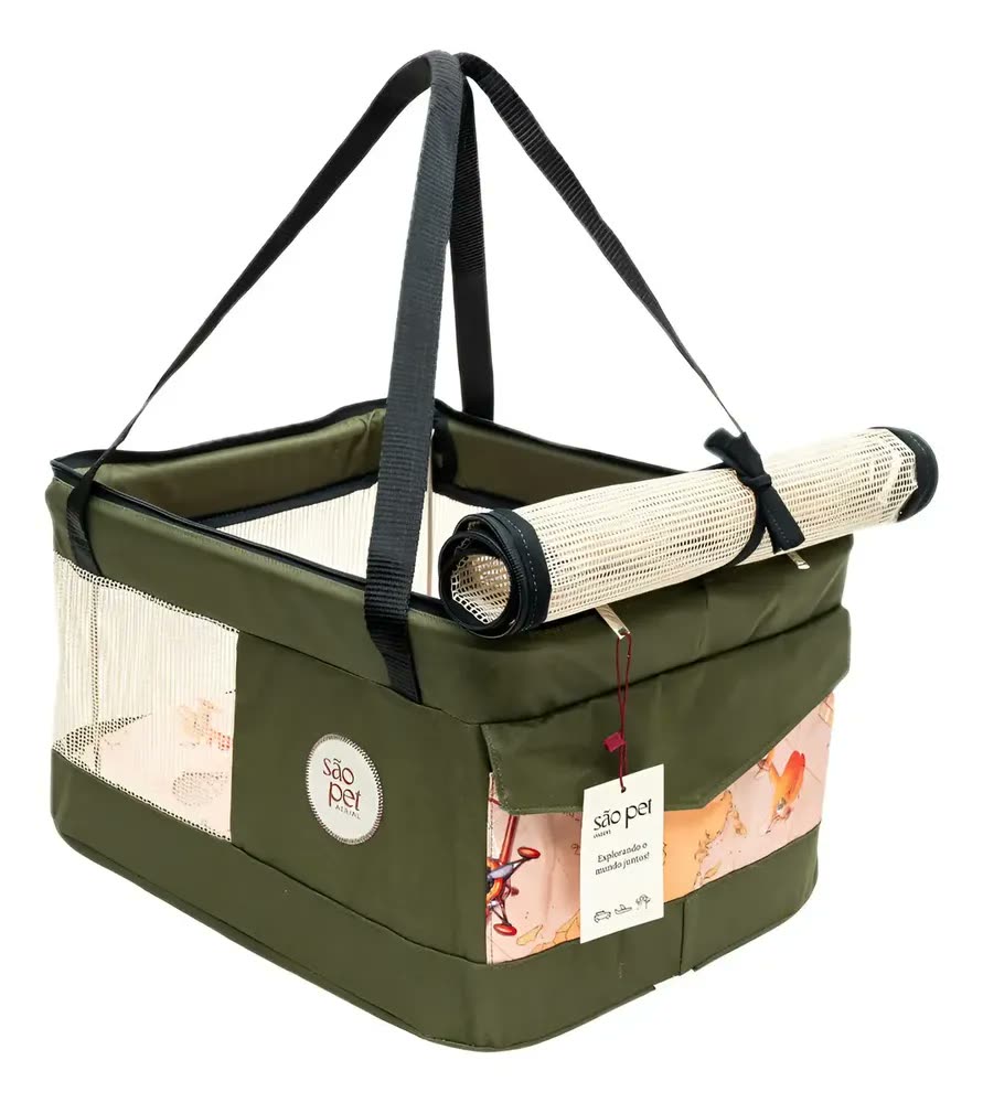 Caixa Transporte Pet São Pet Viagem Aérea LATAM Cachorro Gato 40x28x25cm Verde