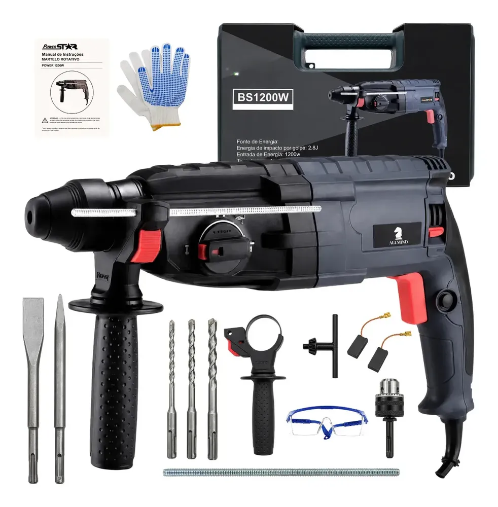 Martelete Furadeira Allmind 1200w Kamaré Sds Plus Impacto 5kg Perfurador Rompedor Furadeira De Impacto Azul 220v