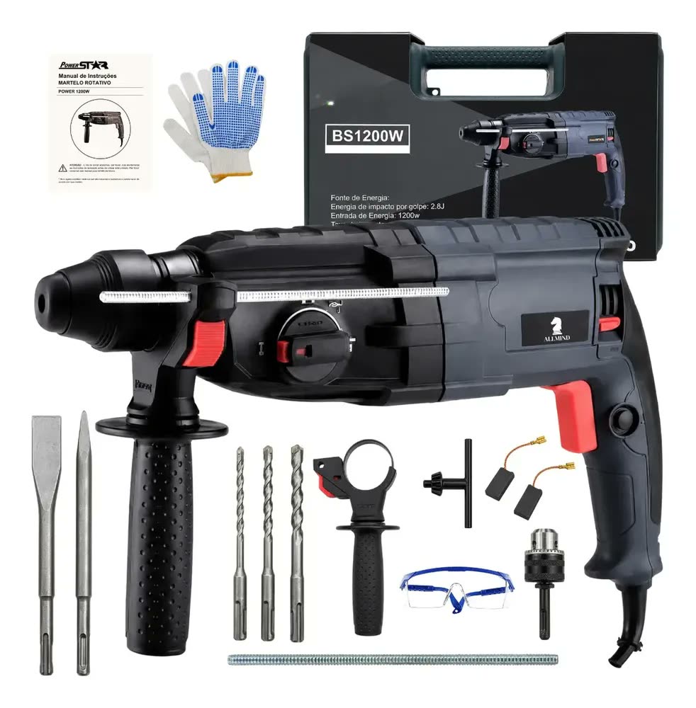 Martelete Furadeira Allmind 1200w Kamaré Sds Plus Impacto 5kg Perfurador Rompedor Furadeira De Impacto Azul 220v