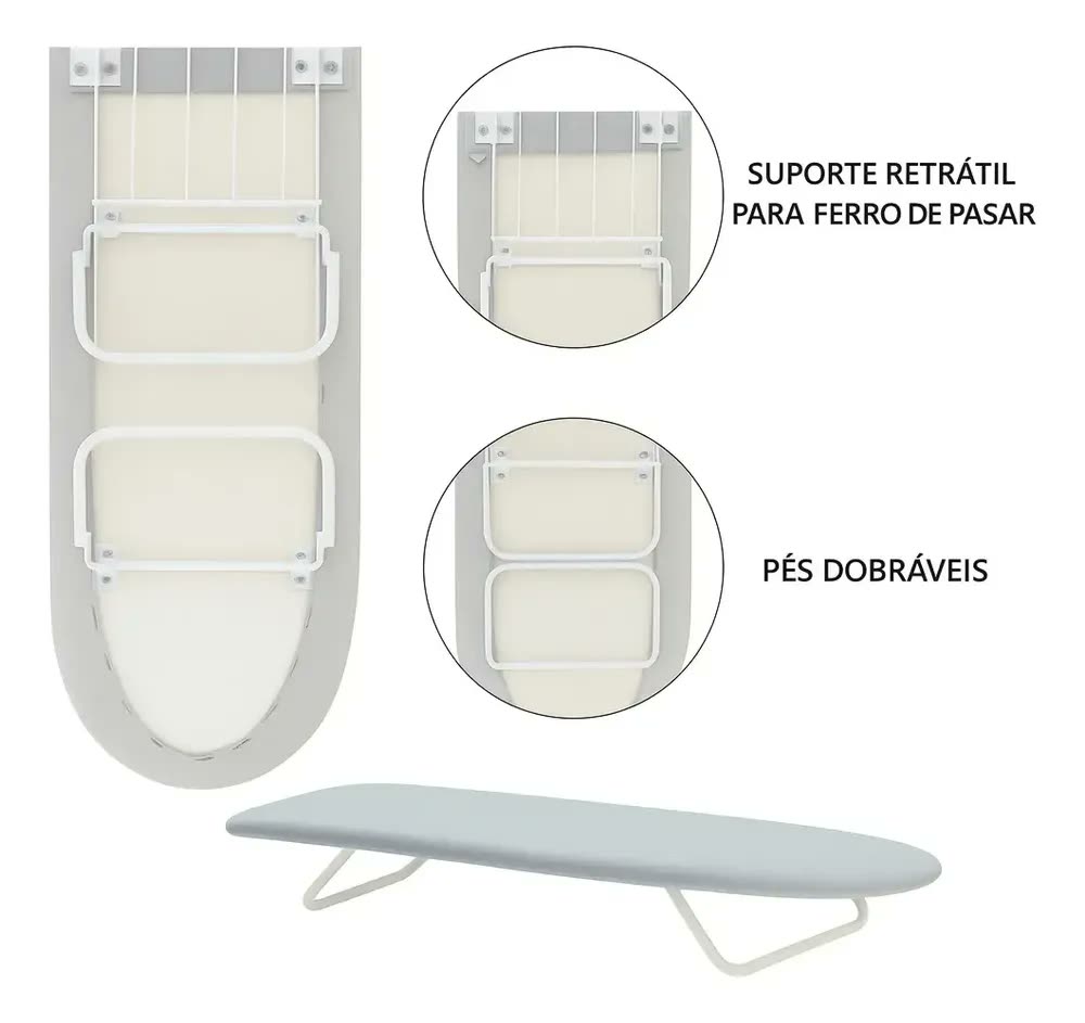 Tábua de Passar Portátil Dobrável Com Suporte Para Mesa e Cama - Blue Moby