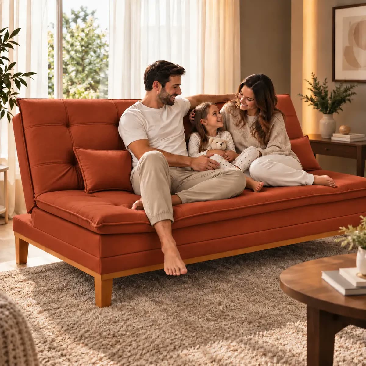 foto de Sofá Cama Mobly Urban Premium 3 Lugares Pés De Madeira