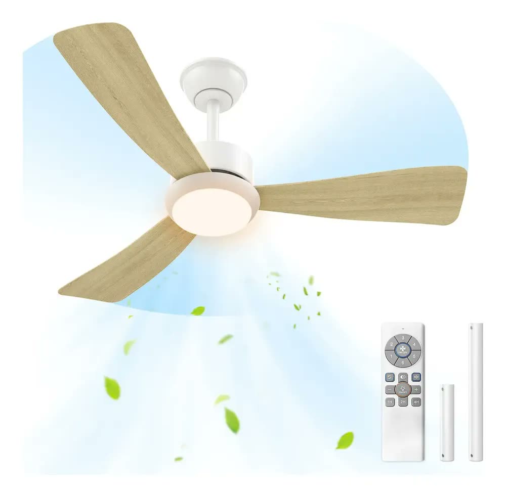 Ventilador de Teto Moderno 42” com Luz LED e Controle Remoto, Motor DC Reversível Silencioso