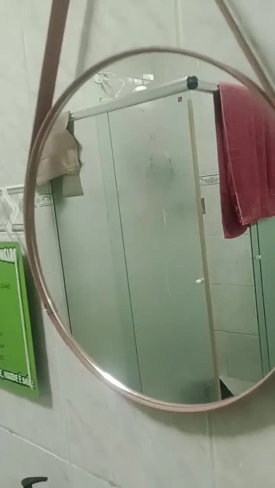 foto de Espelho Redondo Adnet Couro 40cm Suspenso Escandinavo Alça