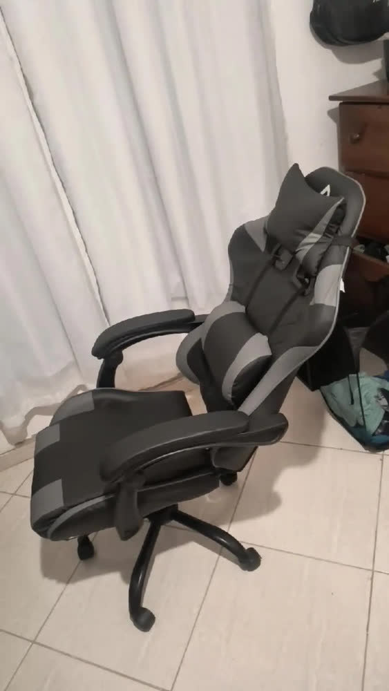 foto de Cadeira Gamer Escritorio Giratória Reclinável Preta Vermelha Cinza