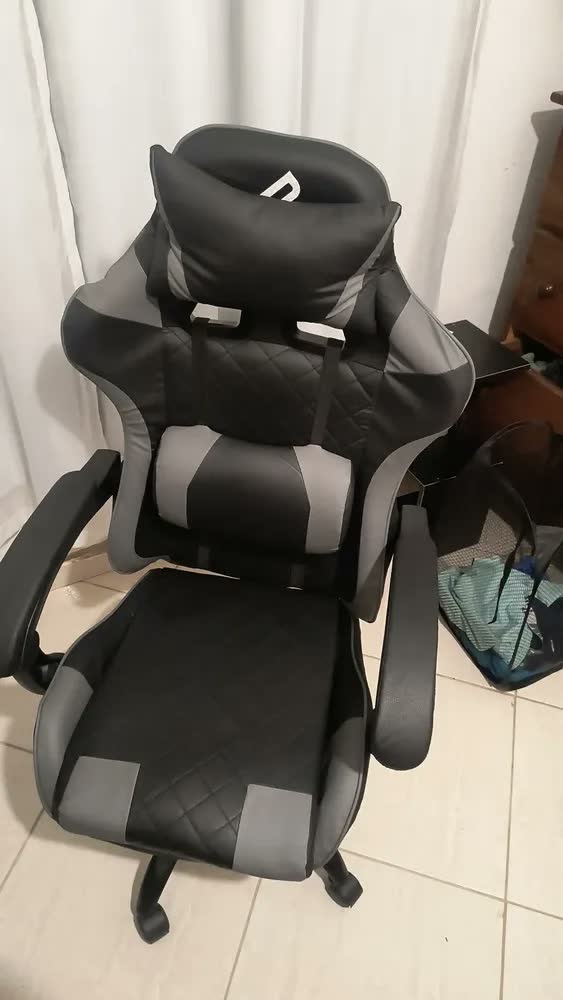 foto de Cadeira Gamer Escritorio Giratória Reclinável Preta Vermelha Cinza