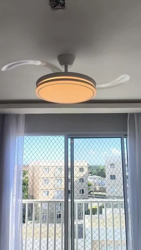 foto de Ventilador de Teto LED Silencioso Nepul Turbo com 3 Pás Retráteis e Controle Remoto Branco 42