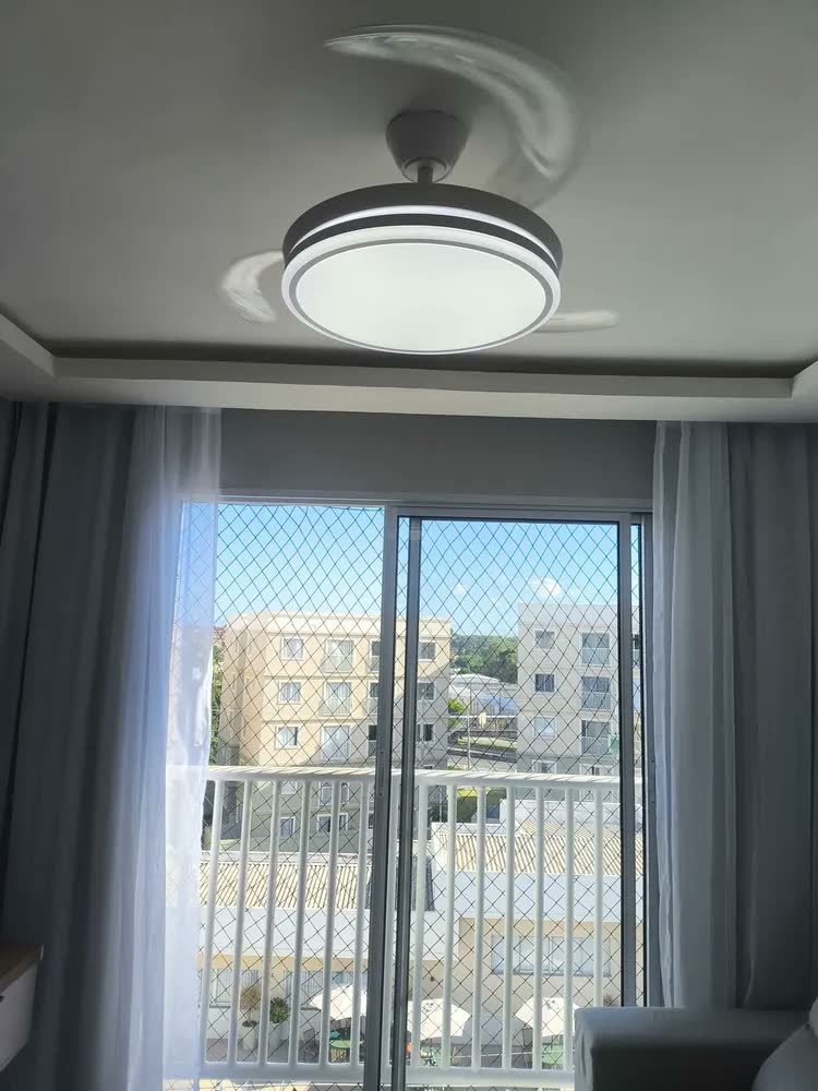 foto de Ventilador de Teto LED Silencioso Nepul Turbo com 3 Pás Retráteis e Controle Remoto Branco 42