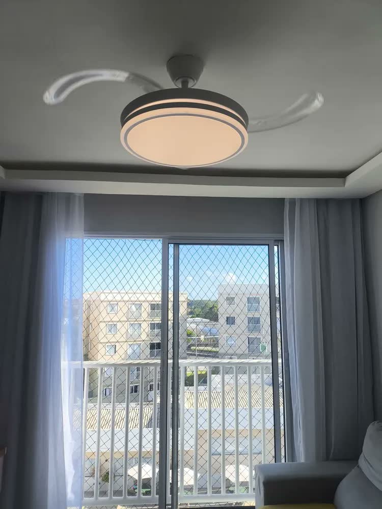 foto de Ventilador de Teto LED Silencioso Nepul Turbo com 3 Pás Retráteis e Controle Remoto Branco 42