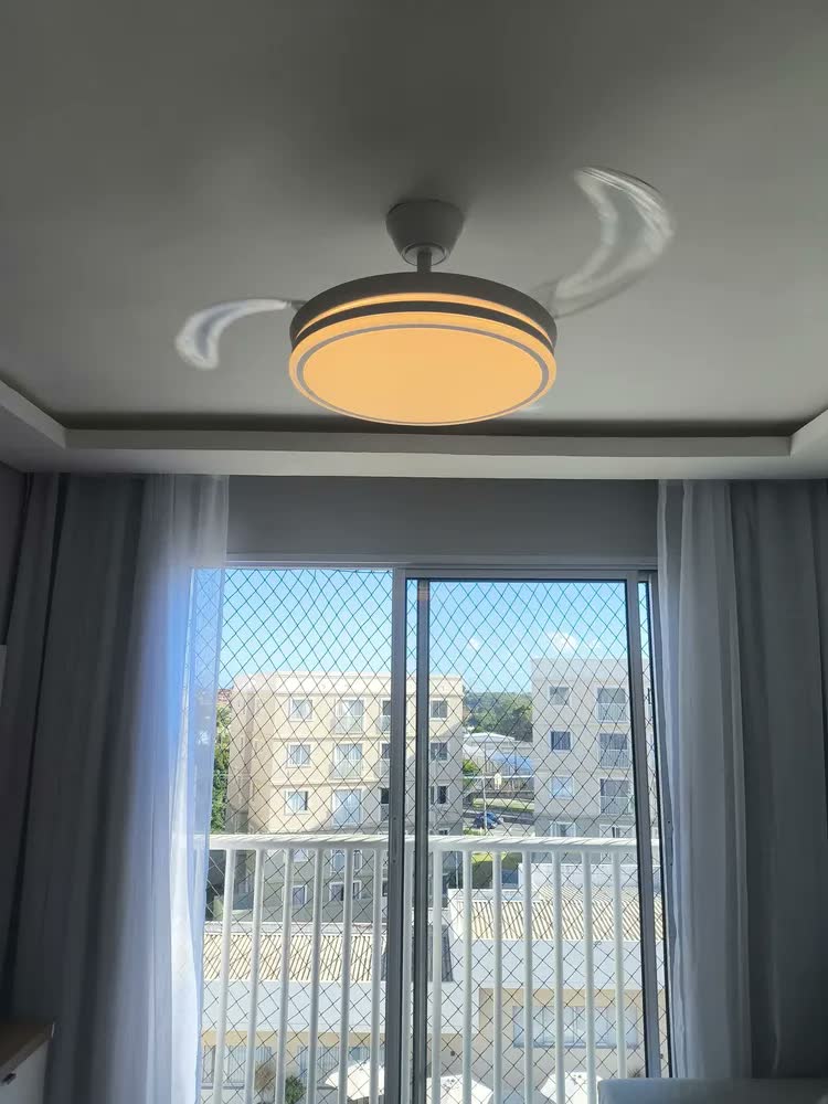 foto de Ventilador de Teto LED Silencioso Nepul Turbo com 3 Pás Retráteis e Controle Remoto Branco 42