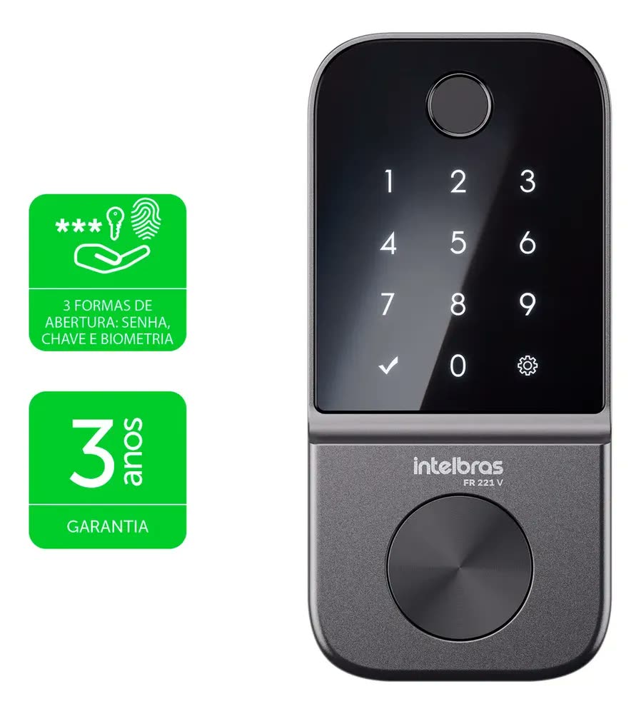 Fechadura Digital de Embutir Biométrica FR 221V Intelbras
