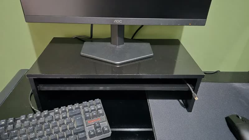 foto de Suporte Para Monitor Mesa Ergonômico Mdf Black Piano Preto